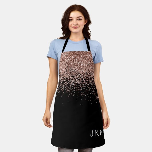 Roos Gold Blush roze zwart Glitter Monogram Girly Schort (Gedragen)