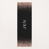 Roos Gold Blush roze zwart Glitter Monogram Girly Yogamat (Voorkant)