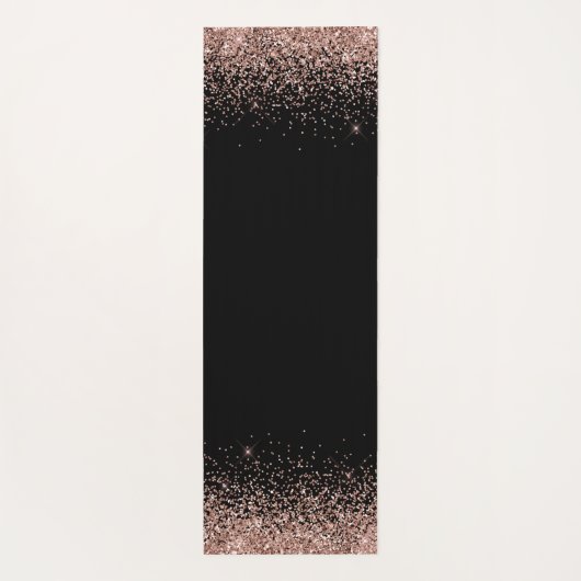 Roos Gold Blush roze zwart Glitter Monogram Girly Yogamat (Achterkant)