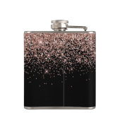 Roos Gold Blush Roze zwart Glitter Monogram Heupfles (Achterkant)