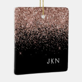 Roos Gold Blush Roze zwart Glitter Monogram Keramisch Ornament (Rechts)
