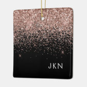 Roos Gold Blush Roze zwart Glitter Monogram Keramisch Ornament (Links)