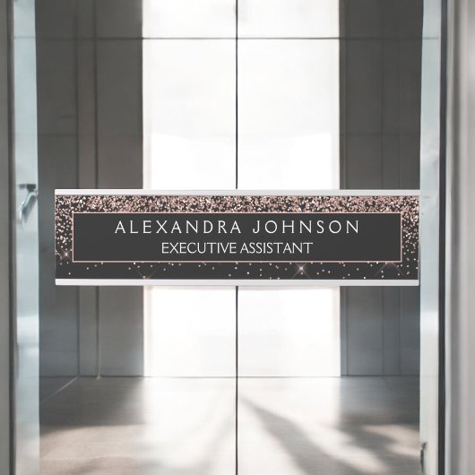 Roos Gold Blush Roze Zwart Glitter Professional Deurbordje