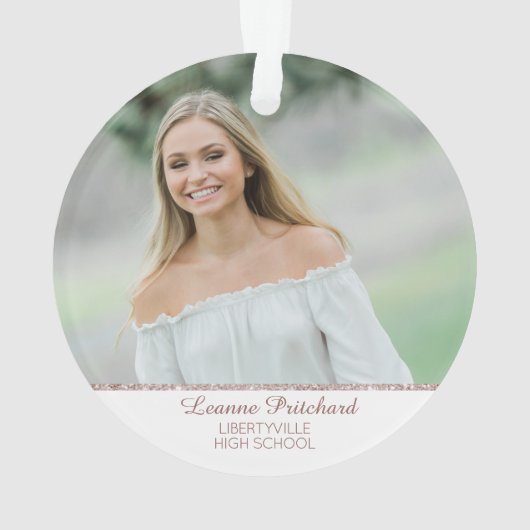 Roos Gold & Blush Script Afstuderen Photo Keepslag Ornament (achterkant)