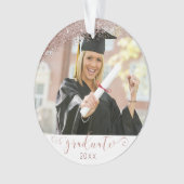 Roos Gold & Blush Script Afstuderen Photo Keepslag Ornament (voorkant)
