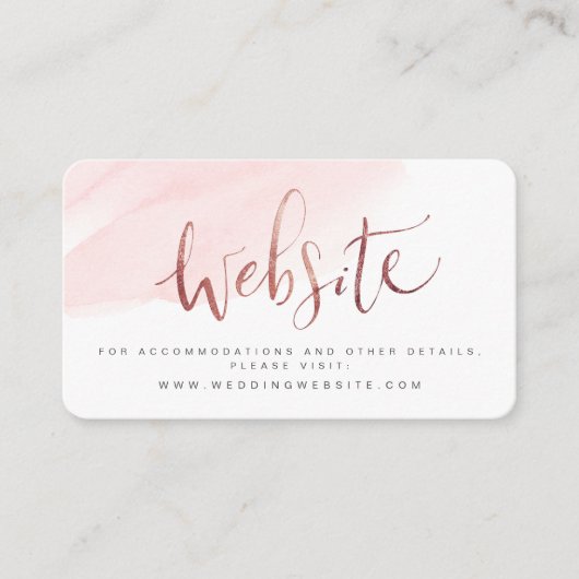 Roos Gold Blush Script Wedding website Insert card Plaatskaartje (Voorkant)