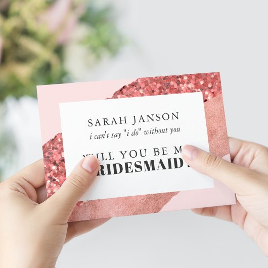 Roos Gold, Blush & Sequin Bridesmaid Kaart