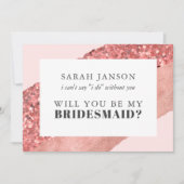 Roos Gold, Blush & Sequin Bridesmaid Kaart (Voorkant)