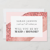 Roos Gold, Blush & Sequin Maid of Honor Kaart (Voorkant)
