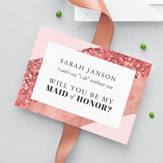 Roos Gold, Blush & Sequin Maid of Honor Kaart