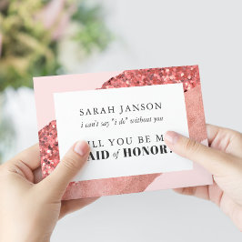 Roos Gold, Blush & Sequin Maid of Honor Kaart