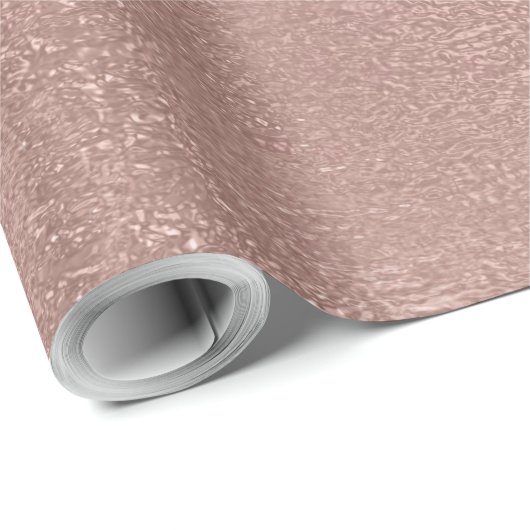 Roos Gold Blush Shimmer Metallic Pink Glitter Cadeaupapier (Rol Hoek)