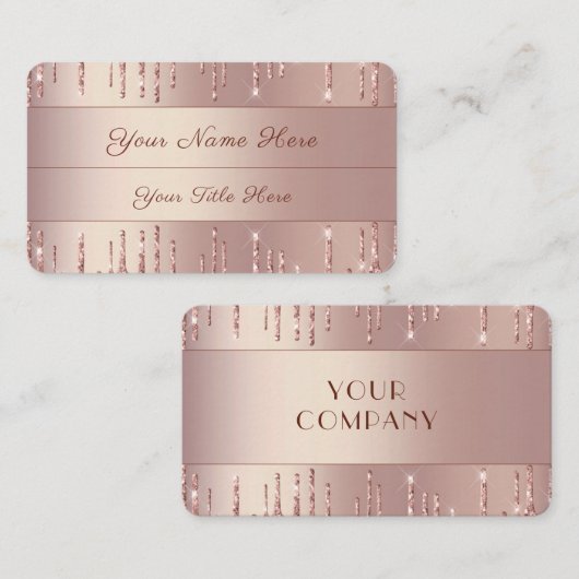 Roos Gold Blush Shiny Glitter Drift Visitekaartje (Voorkant / Achterkant)
