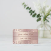 Roos Gold Blush Shiny Glitter Drift Visitekaartje (Staand voorkant)