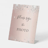 Roos Gold Blush Silver Glitter Fototeken Reclamebord Met Voetstuk (Voorkant)