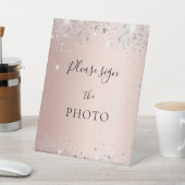 Roos Gold Blush Silver Glitter Fototeken Reclamebord Met Voetstuk (Insitu)