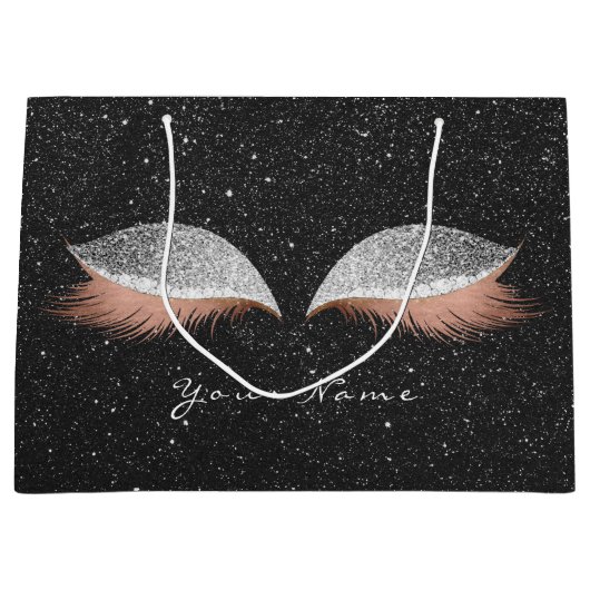 Roos Gold Blush Silver Glitter Lashes Black Makeup Large Cadeautasje (Voorkant)