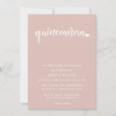 Roos Gold Blush Simple Script Quinceanera Photo Kaart (Voorkant)
