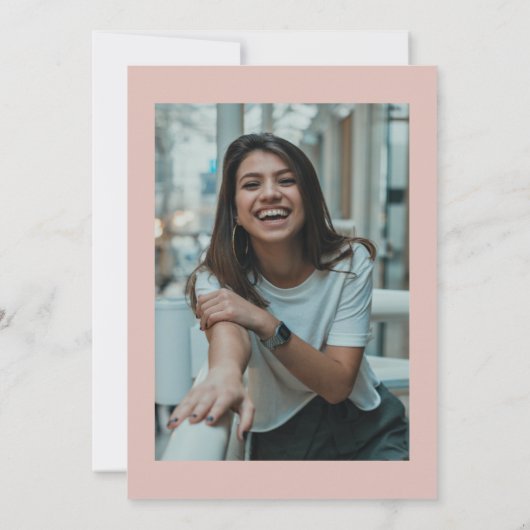 Roos Gold Blush Simple Script Quinceanera Photo Kaart (Achterkant)