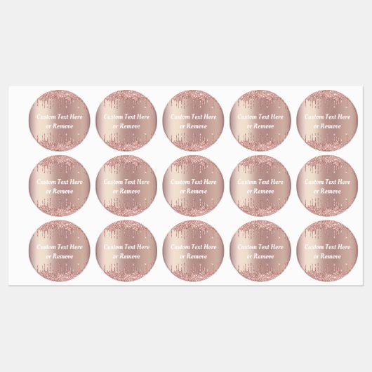 Roos Gold Blush Sparkle Drift Aangepaste tekstlabe Labels (Vel)