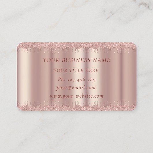 Roos Gold Blush Sparkle Drivers - luxe elegant Visitekaartje (Achterkant)