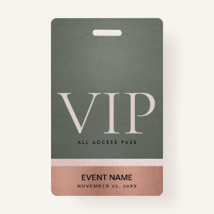 ROOS GOLD BLUSH STEEL GRAY VIP-TOEGANGSPASSEN VOOR BADGE