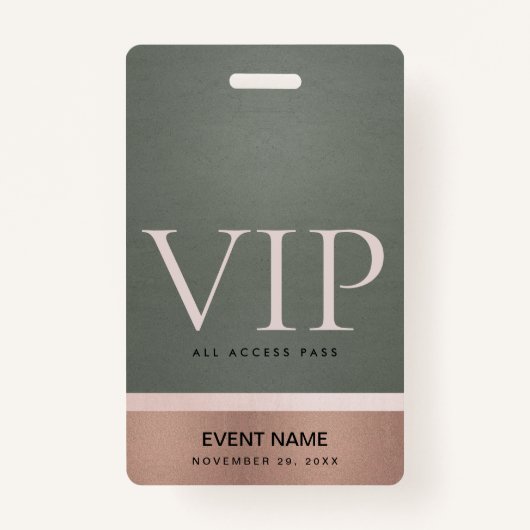 ROOS GOLD BLUSH STEEL GRAY VIP-TOEGANGSPASSEN VOOR BADGE (Voorkant)