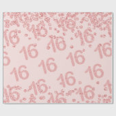 Roos Gold Blush Sweet 16 Birthday Party Glitter Cadeaupapier (Vlak)