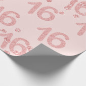 Roos Gold Blush Sweet 16 Birthday Party Glitter Cadeaupapier (Hoek)