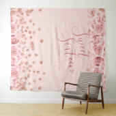 Roos Gold Blush Sweet 16 Glitter Confetti Floral Wandkleed (In Situ (horizontaal))