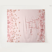 Roos Gold Blush Sweet 16 Glitter Confetti Floral Wandkleed (Voorkant (horizontaal))