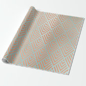 Roos Gold Blush Tiffany Aqua Art Deco Copper Cadeaupapier (Uitgerold)