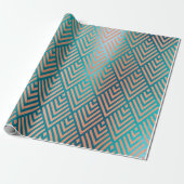 Roos Gold Blush Tiffany Metallic Art Deco Copper Cadeaupapier (Uitgerold)