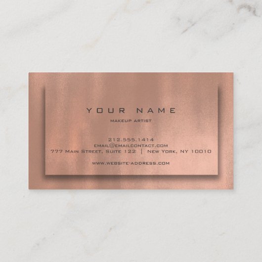 Roos Gold Blush Typografie Makeup Artist 3D Visitekaartje (Achterkant)