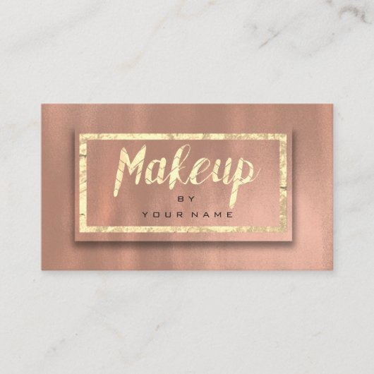 Roos Gold Blush Typografie Makeup Artist 3D Visitekaartje (Voorkant)