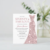 Roos Gold Blush-uitgang 70th Birthday Budget Invit (Staand voorkant)