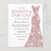 Roos Gold Blush-uitgang 70th Birthday Budget Invit (Voorkant)