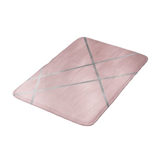 Roos Gold Blushing Pink & Silver Lines Badmat (Gekanteld)