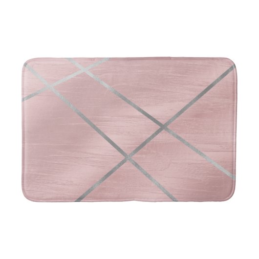 Roos Gold Blushing Pink & Silver Lines Badmat (Voorkant)