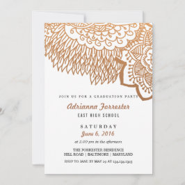Roos Gold Bohemian Pattern Graduparty Kaart