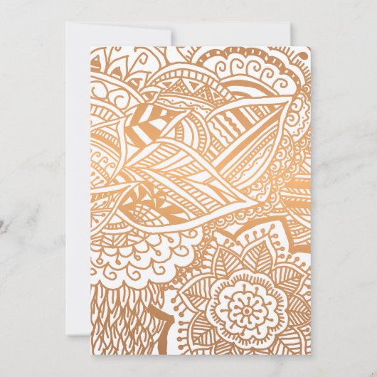 Roos Gold Bohemian Pattern Graduparty Kaart (Achterkant)