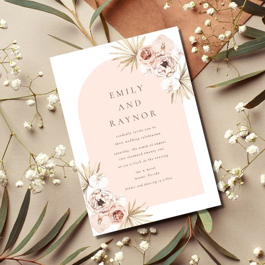 Roos Gold Boho Beach Wedding Kaart