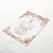 ROOS GOLD Boho Blush Starfish Beach 1st Birthday Folie Uitnodiging (Gedraaid)