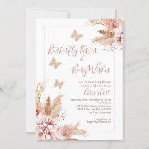 Roos Gold Boho Floral Butterfly Kisses Baby shower