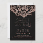 Roos gold boho floral mandala Sweet 16 party Kaart (Voorkant)