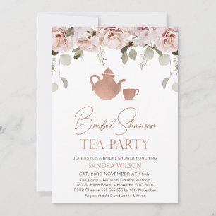 Roos Gold Boho Floral Tea Party Vrijgezellenfeest Kaart