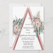 Roos Gold Boho Floral Triangle Bachelorette Party Kaart (Voorkant)