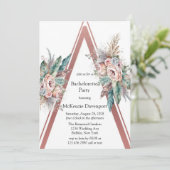 Roos Gold Boho Floral Triangle Bachelorette Party Kaart (Staand voorkant)