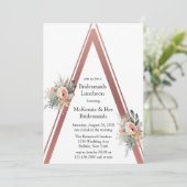 Roos Gold Boho Floral Triangle Bridesmaids Lunch Kaart (Staand voorkant)
