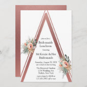 Roos Gold Boho Floral Triangle Bridesmaids Lunch Kaart (Voorkant / Achterkant)